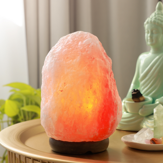 Himalayan Salt Lamp and Buddha.