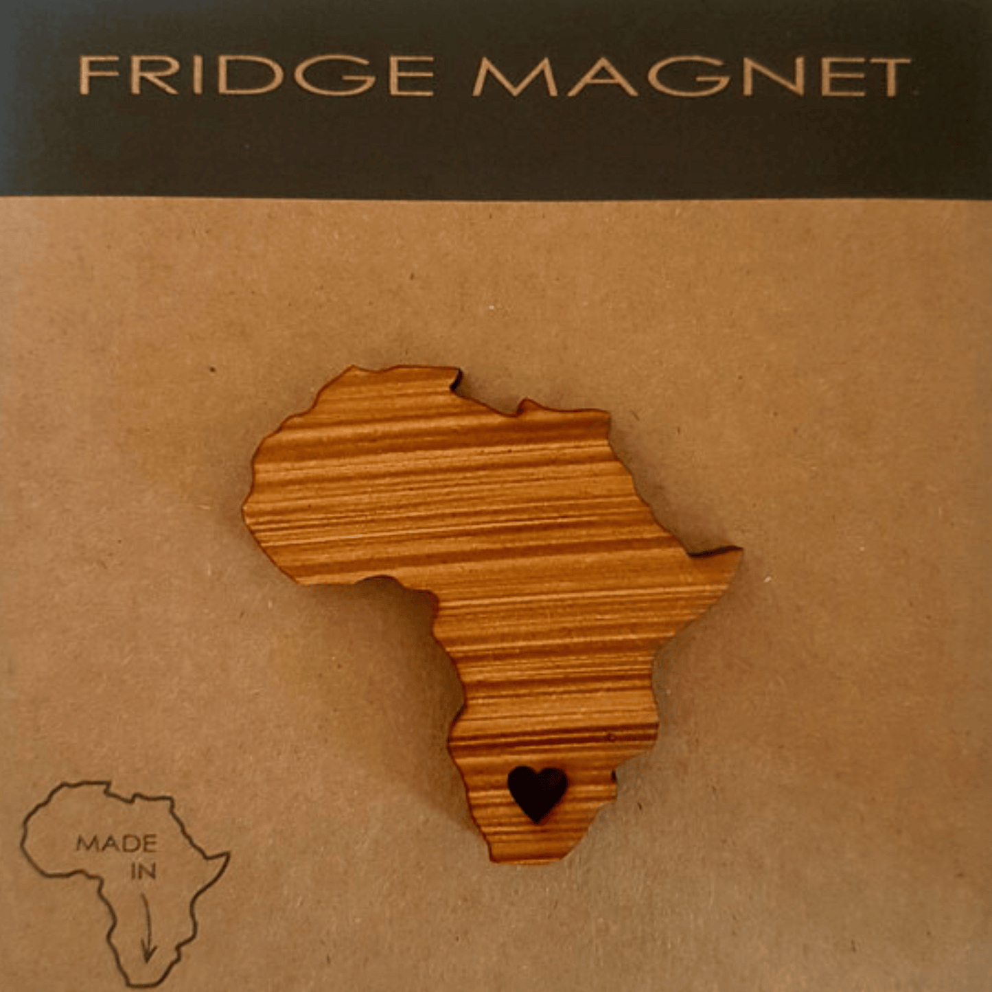 Wooden Africa continent fridge magnet.