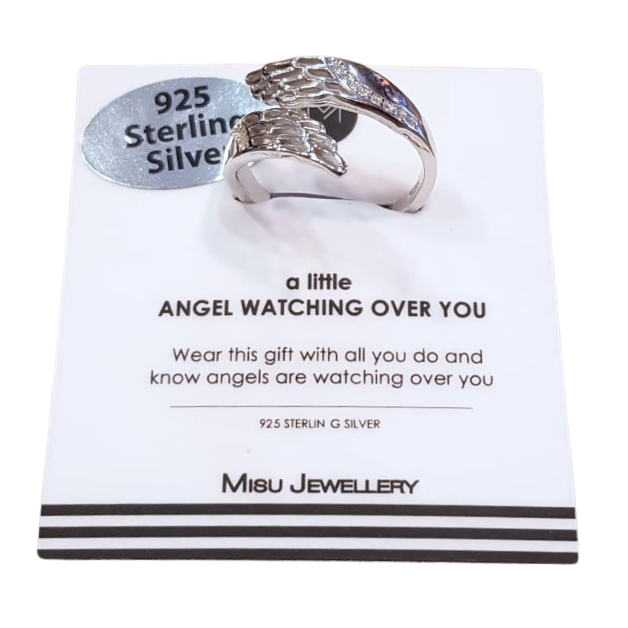 Sterling silver angel wing ring in Fourways, Johannesburg.