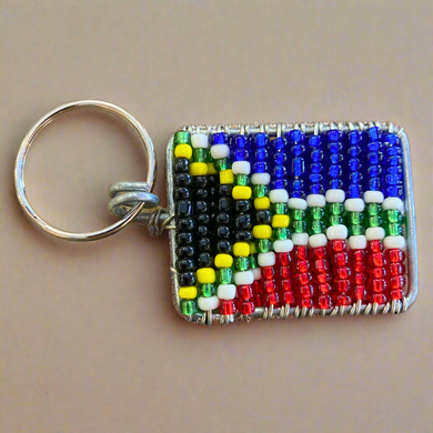 Beaded South Africa flag keyring.