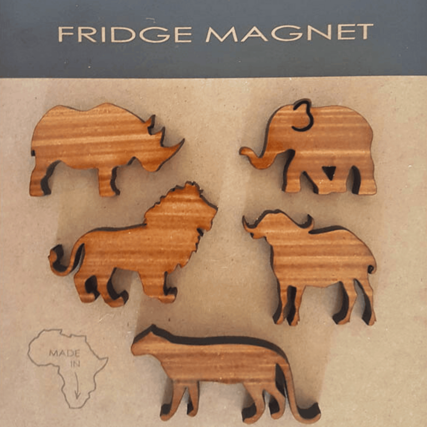 Wooden Big 5 fridge magnet set.