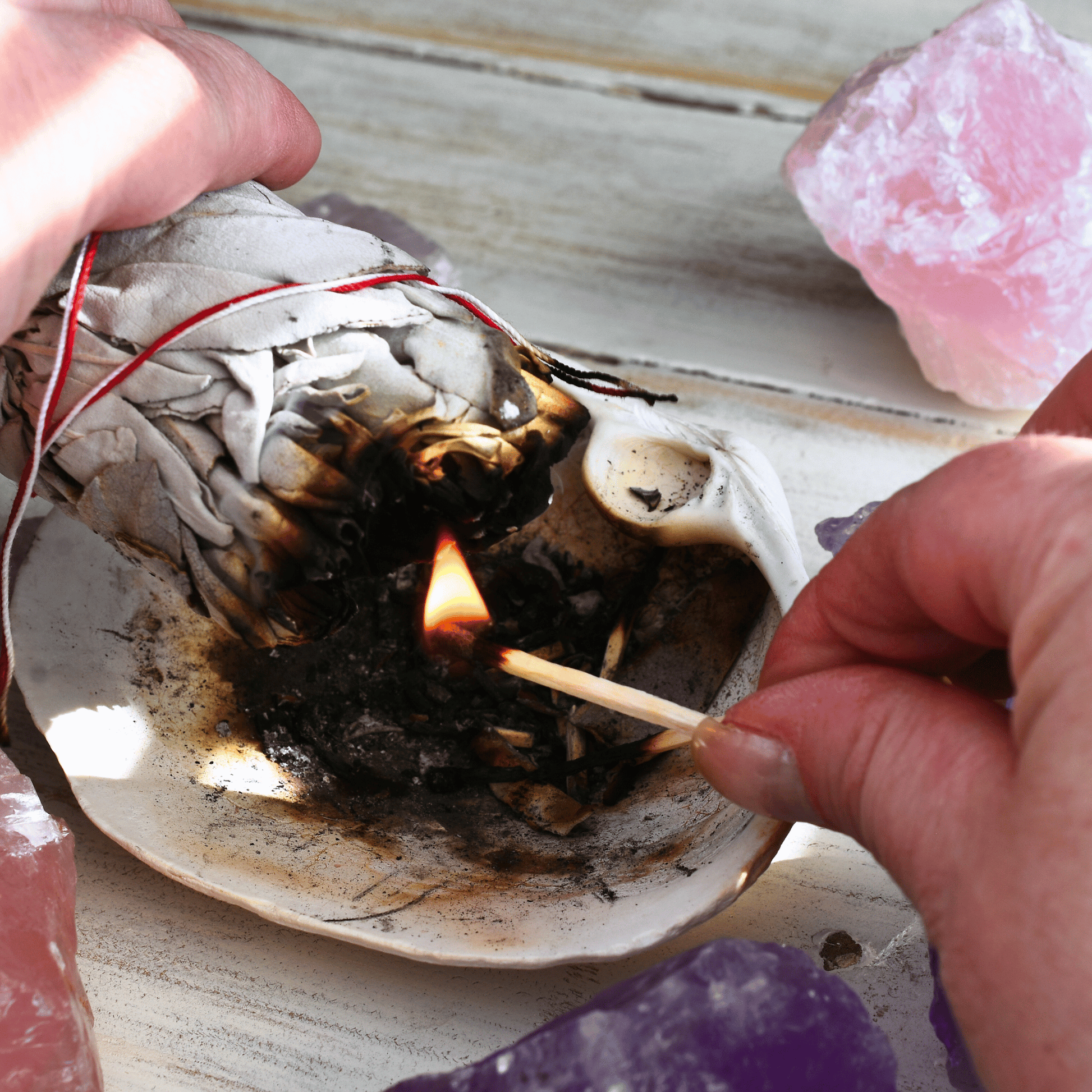 White sage smudge stick cleanse.