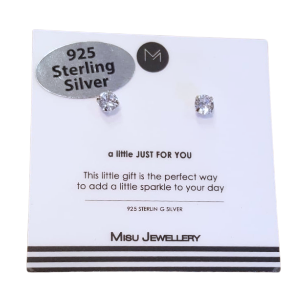 Sterling silver dainty cubic zirconia earring studs in Fourways.