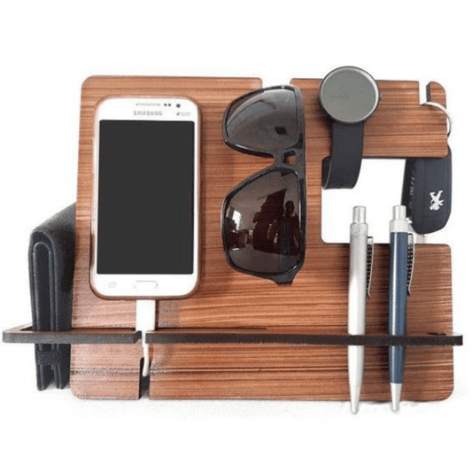 Wood docking station for men.