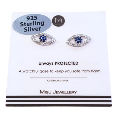 925 Sterling Silver Evil Eye Earring Studs