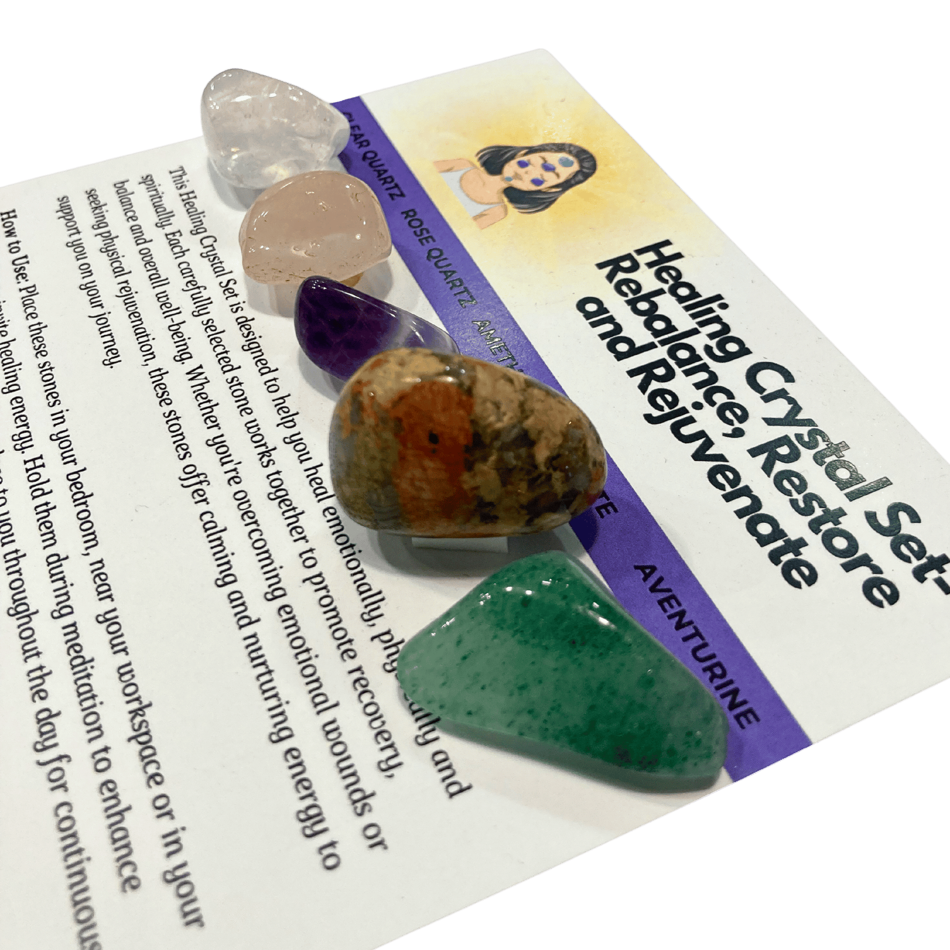 Healing gemstone and crystal set.