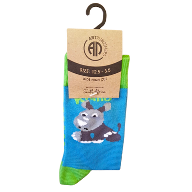 Rhino kids socks at Pineslopes Craft Market in Fourways.