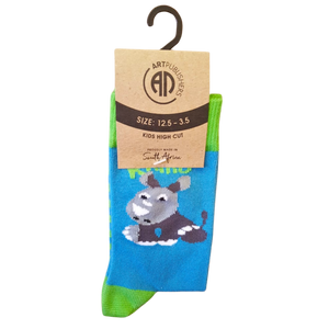 Rhino kids socks at Pineslopes Craft Market in Fourways.