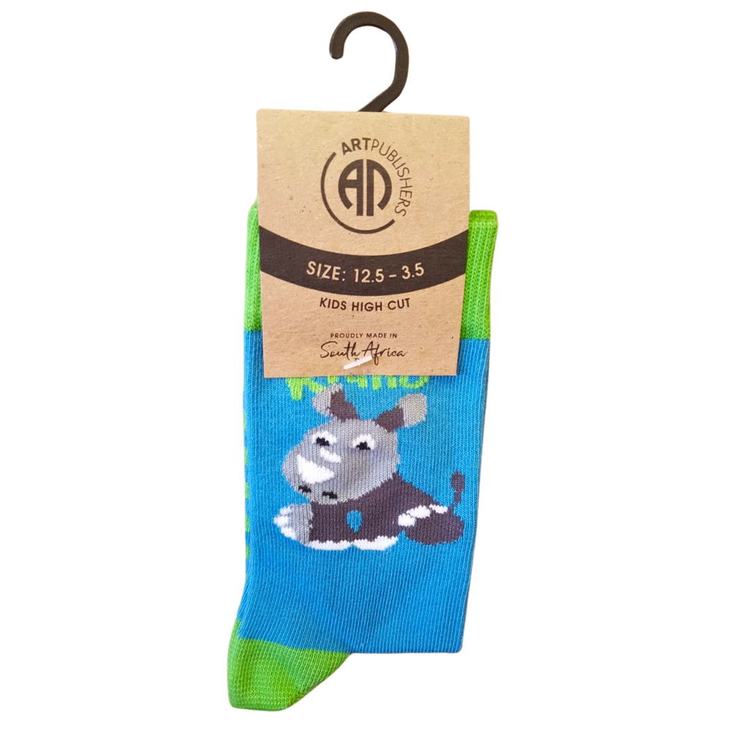 Rhino kids socks at Pineslopes Craft Market in Fourways.