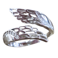 925 Sterling Silver Adjustable Angel Wing Ring