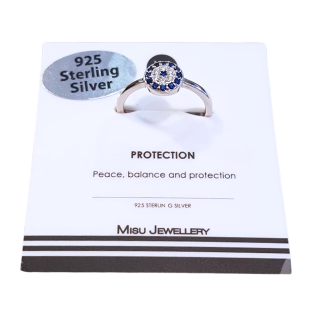 Sterling silver evil eye ring.