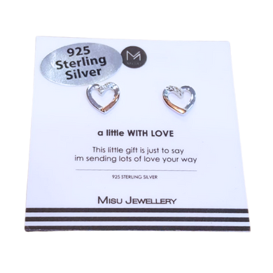 Sterling silver two tone heart earring studs in Fourways.