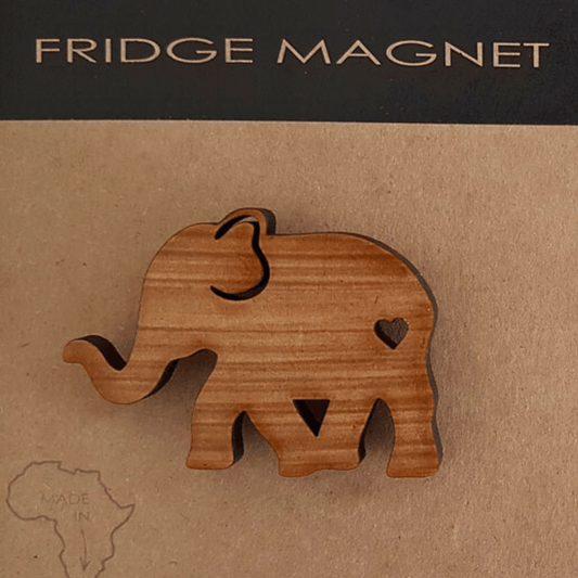 Wooden elephant fridge magnet.