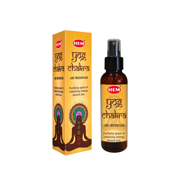 HEM Yog Chakra air freshener spray bottle for meditation and yoga.