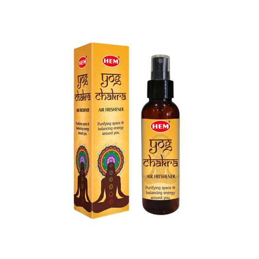 HEM Yog Chakra air freshener spray bottle for meditation and yoga.