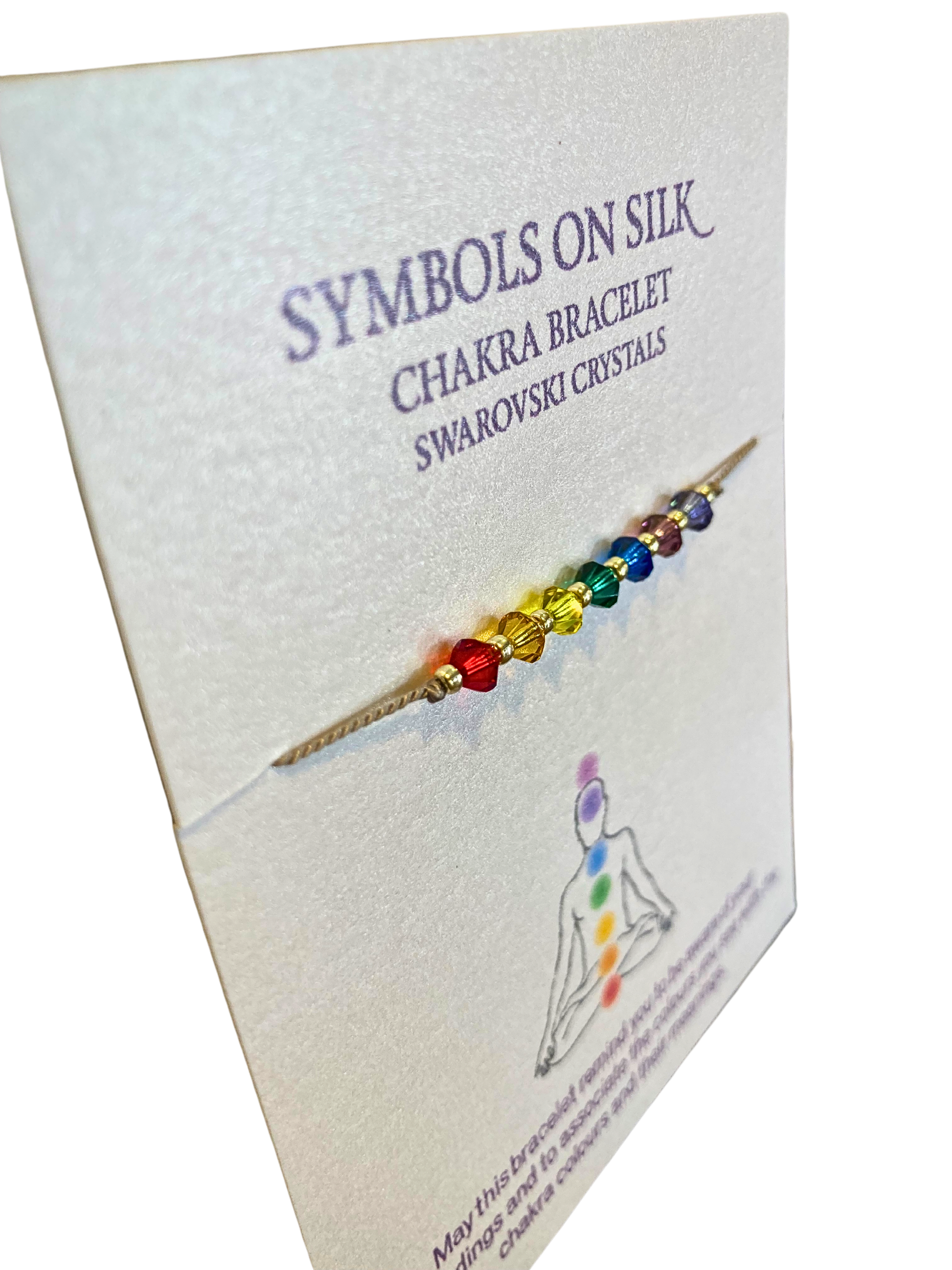 Sterling Silver 7 Chakras bracelet on silk band.