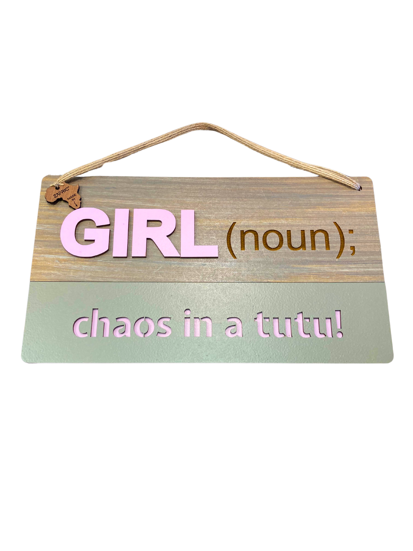 Wooden "girl" sign.