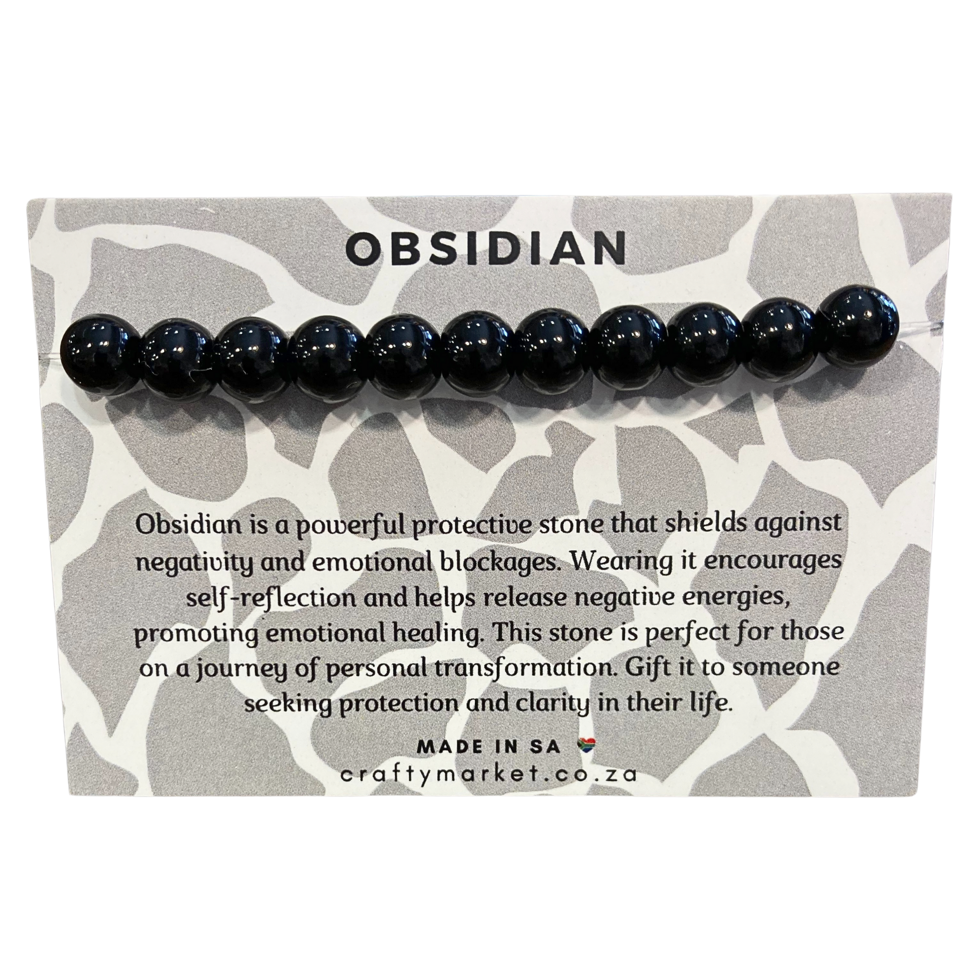 Obsidian crystal bracelet.