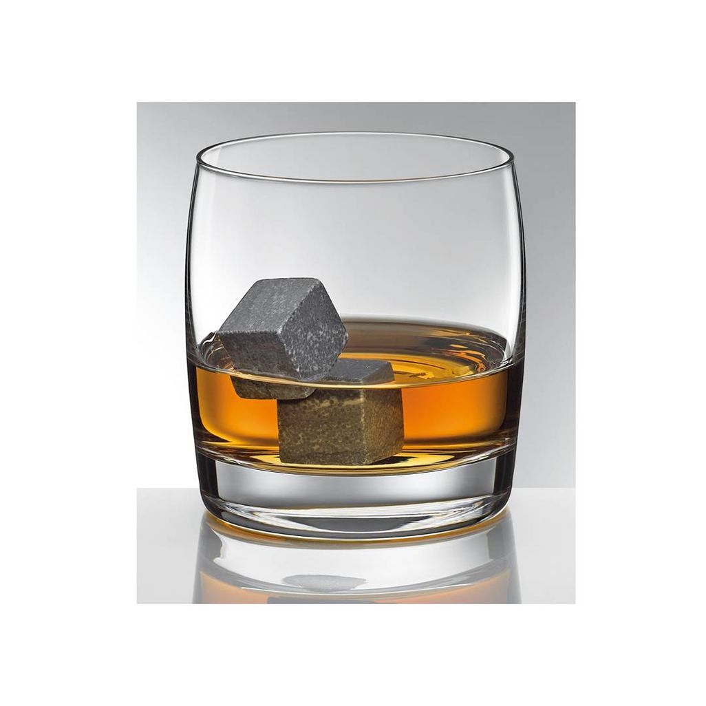 Whiskey stones in a drink.