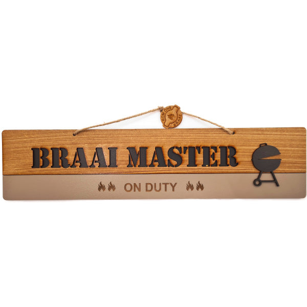 Wood braai master sign.