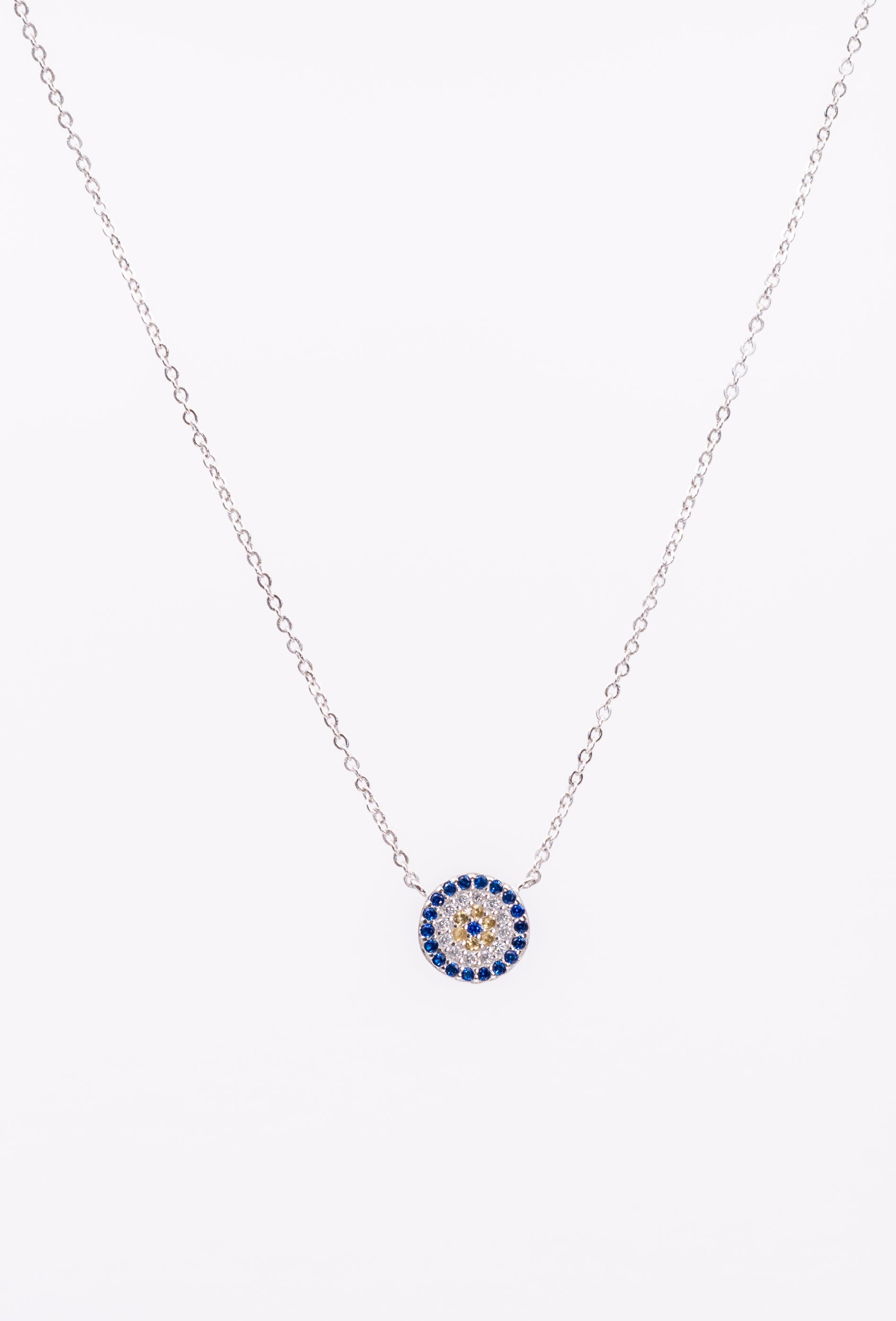 Sterling silver evil eye protection necklace.