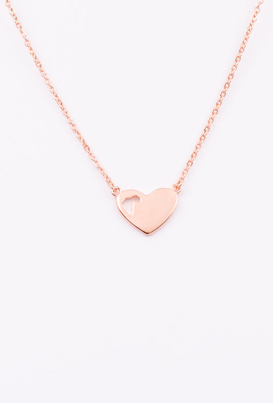 Rose gold Africa heart necklace.