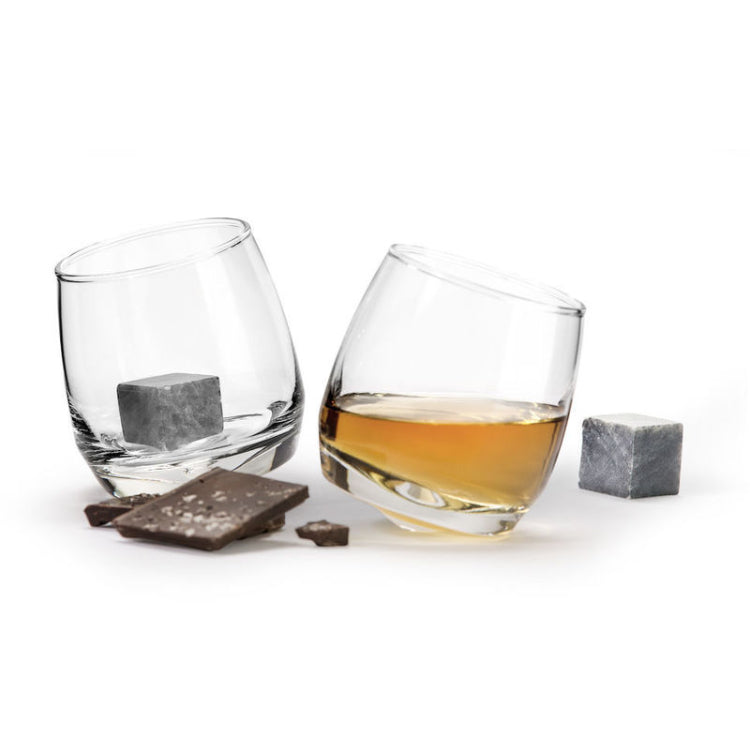 Rocking whiskey glasses in gift set.