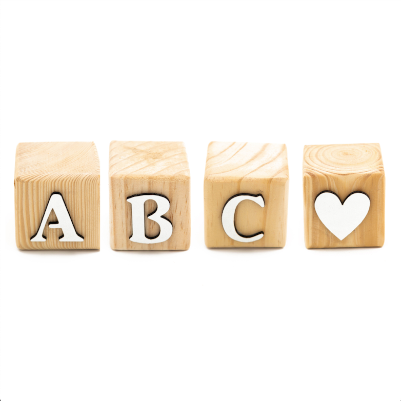 Wooden alphabet letter blocks in Fourways, Johannesburg.