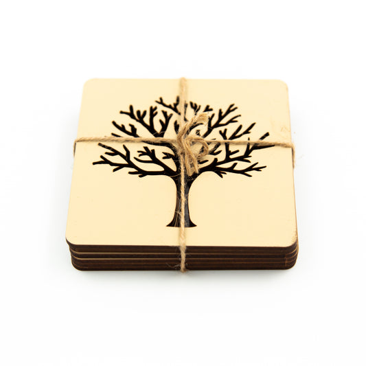 Laser cut tree of life coasters.