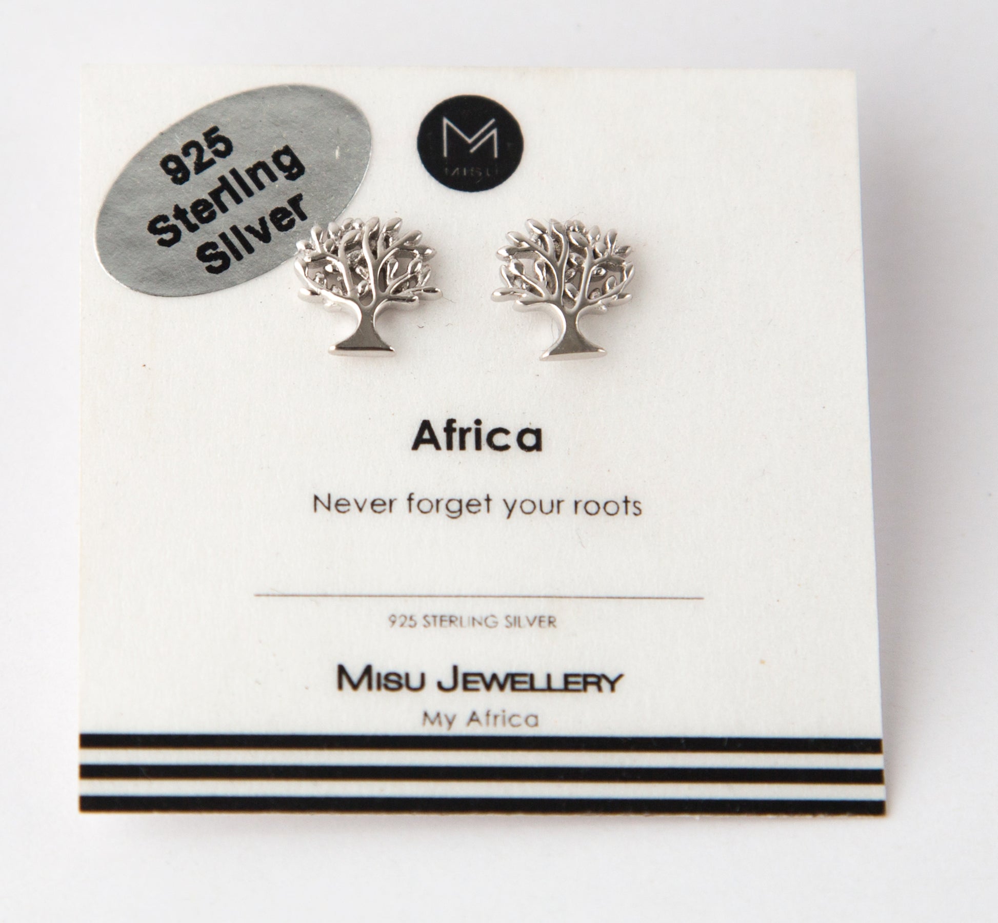 Sterling silver tree of life Africa earrings. 