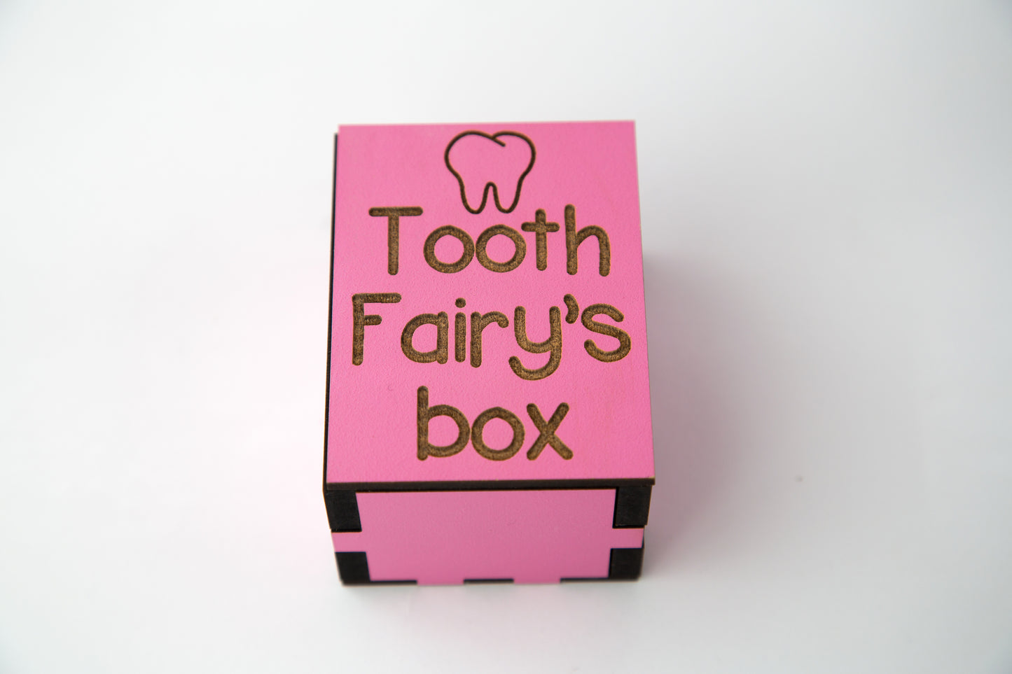 Pink wooden tooth fairy box.